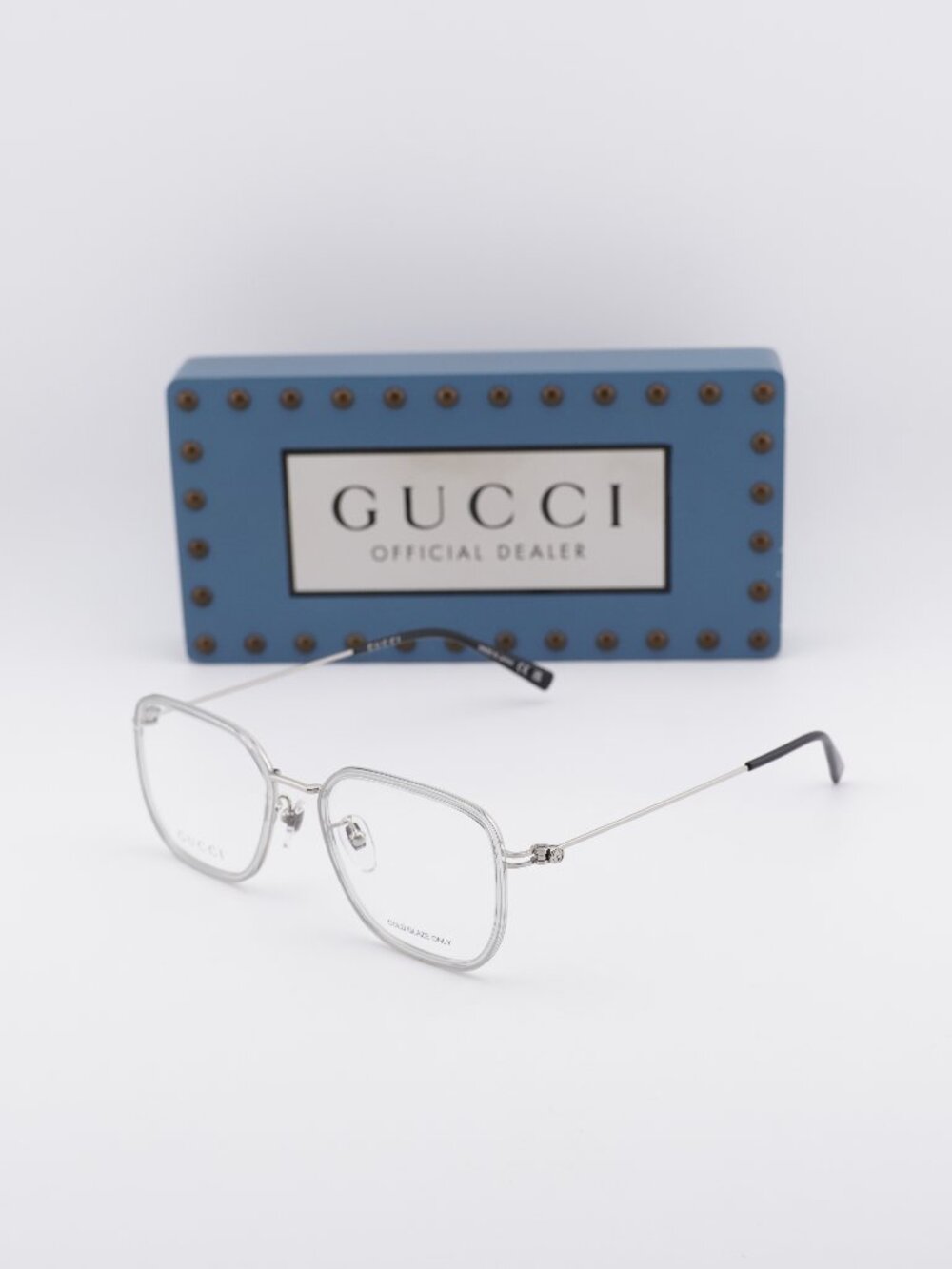 Gucci GG1852OA 004 Square Eyeglasses 53mm - Grey / Silver